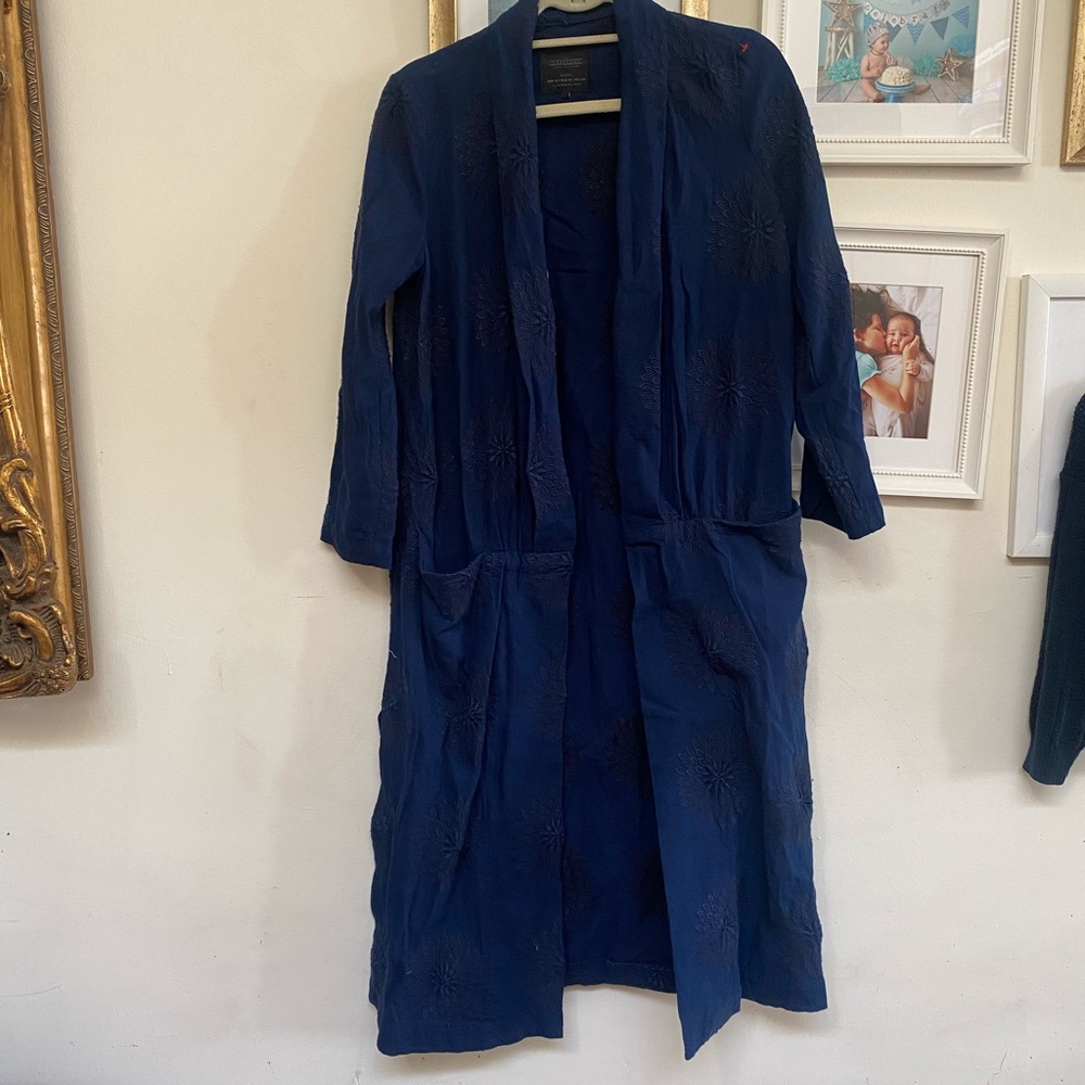Zara trafeluc navy duster coat m Euc